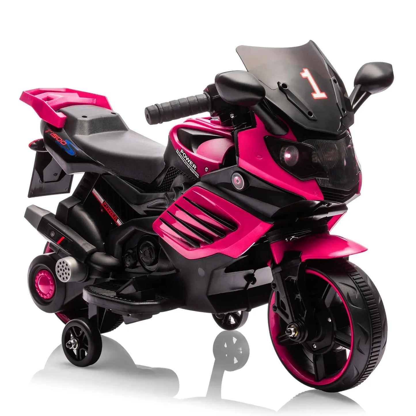 6V Kids Ride On Motorcycle Electric Toddler Motorbike With Training Wheels, EVA Tread Tires, Headlight, Horn, Music, 2 MPH Ride Toy