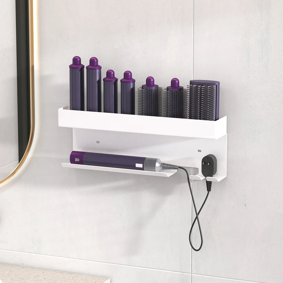 Bathroom hair dryer stand, hair straightener, styling tool holder - suitable for bathrooms, bedrooms, and hair salons