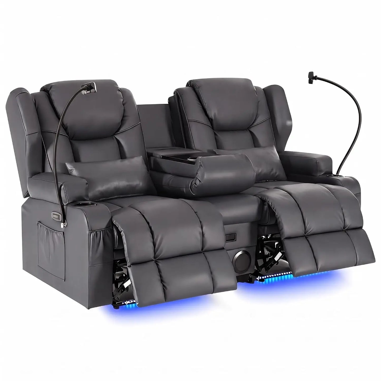 Power Recliner Loveseat for Living Room, Loveseat Sofa with Center Console, USB Type-C Port, PU Leather Chair with, Customized