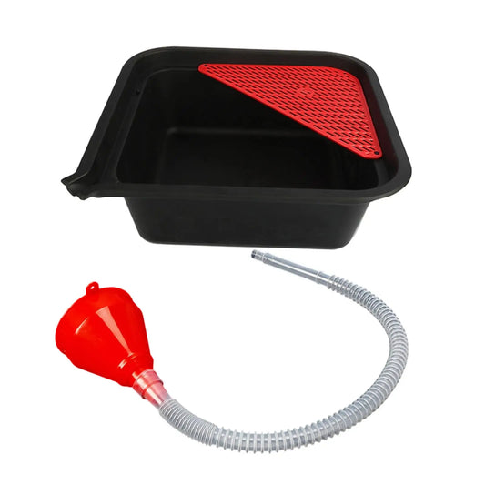 Oil Drain Pan 9L Automotive Waste Fluid Collection Tray with Funnel for Garage Workshop Maintenance