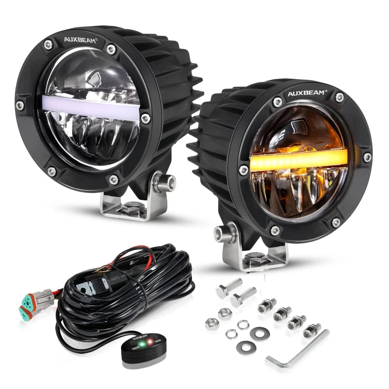 4 Inch LED Work Light with DT Plug 110W 11000LM Driving Work Lamp Pod Light Amber DRL White Spotlights For Offroad Truck SUV