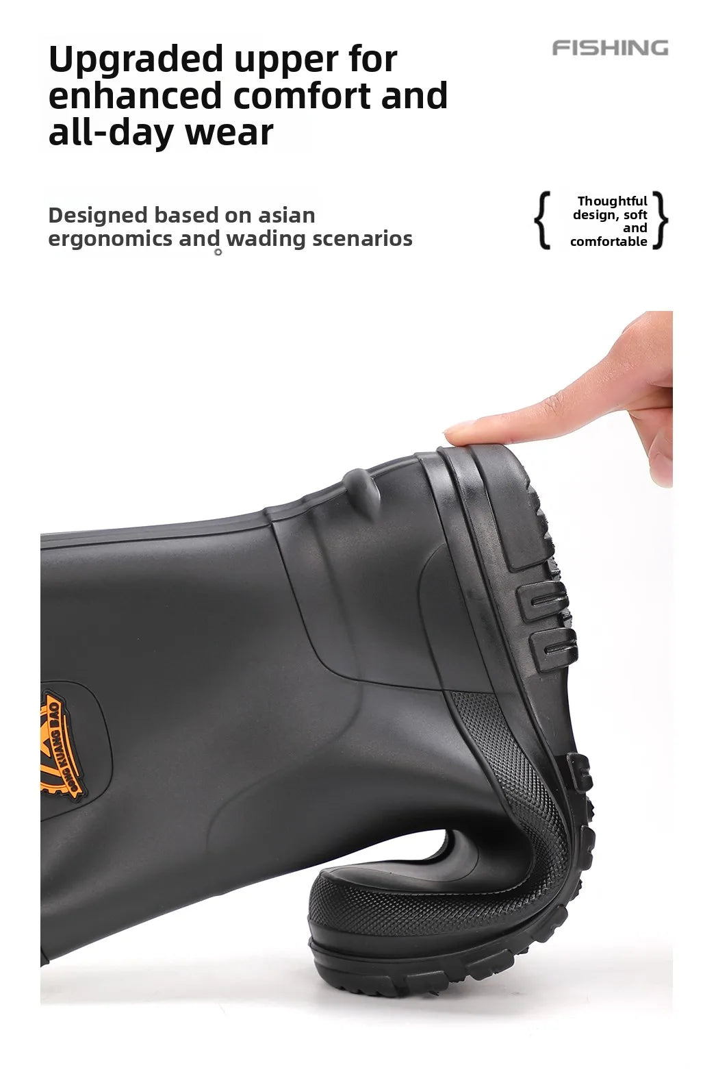 Foldable outdoor high-top rain boots men's lure waterproof anti-slip lure fishing wading boots rice transplanting stream tracing