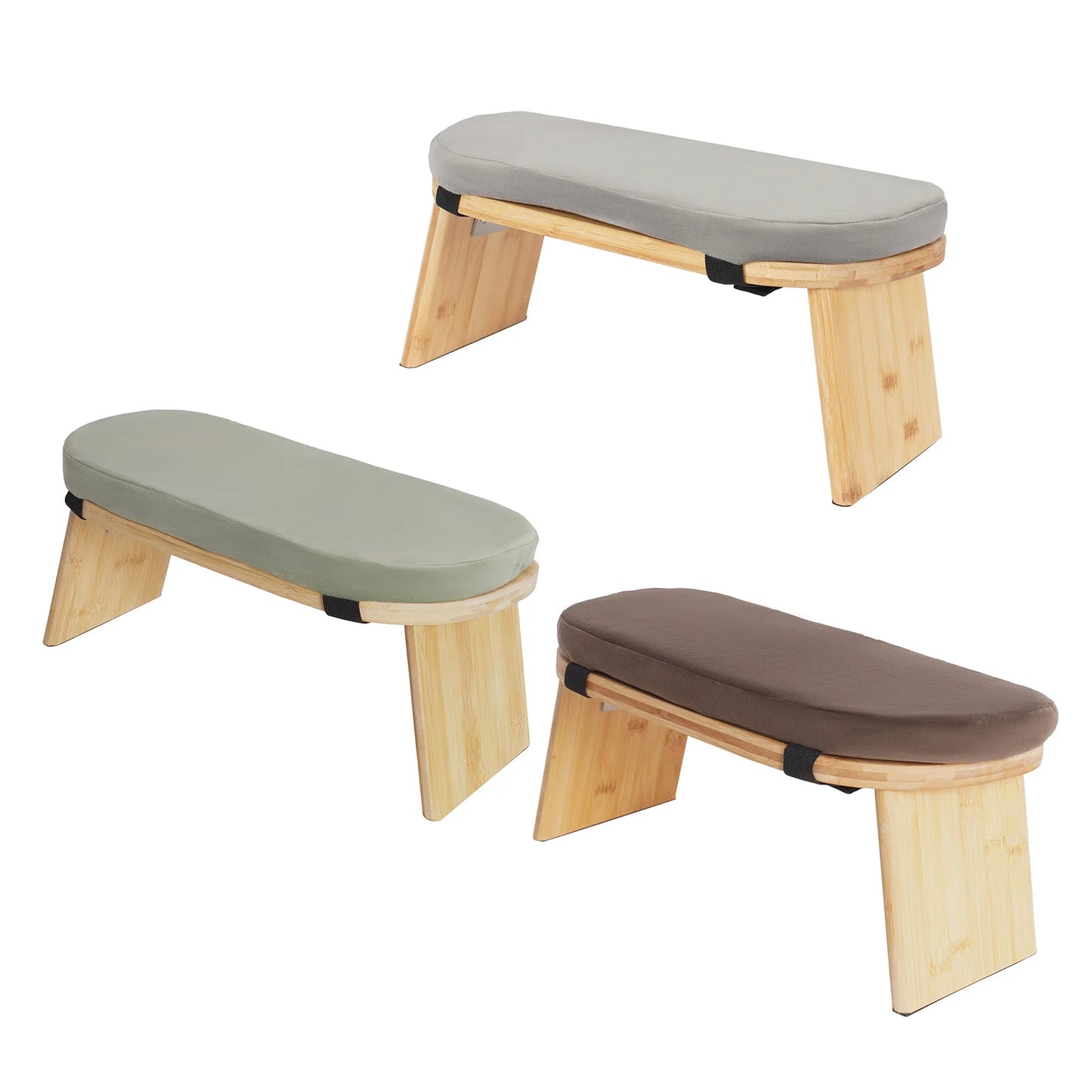 Bymaocar Meditation Bench, Foldable& Ergonomic Meditation Stool, Foldable Kneeling Meditation Bench  Coffee/Gray/Green Color