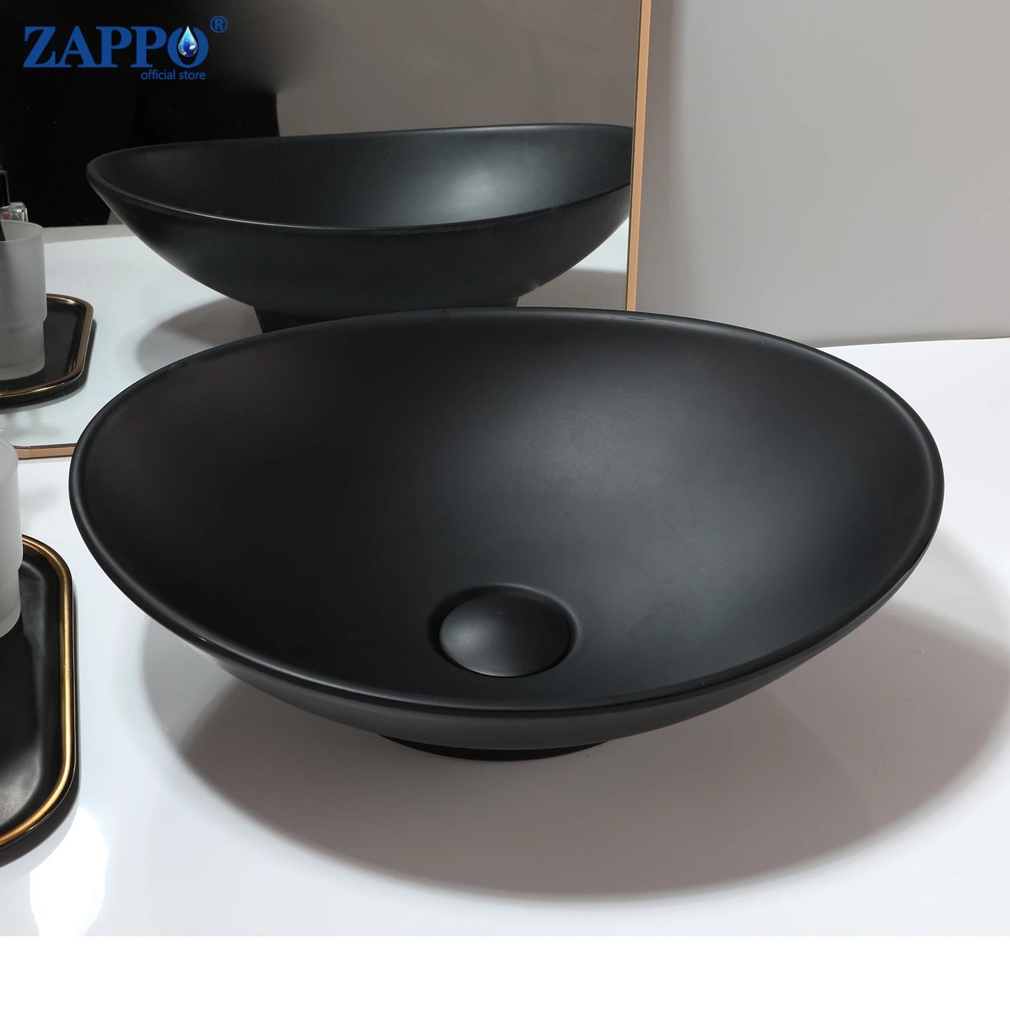 ZAPPO Vessel Sink With Drain Stone Resin Washbasin