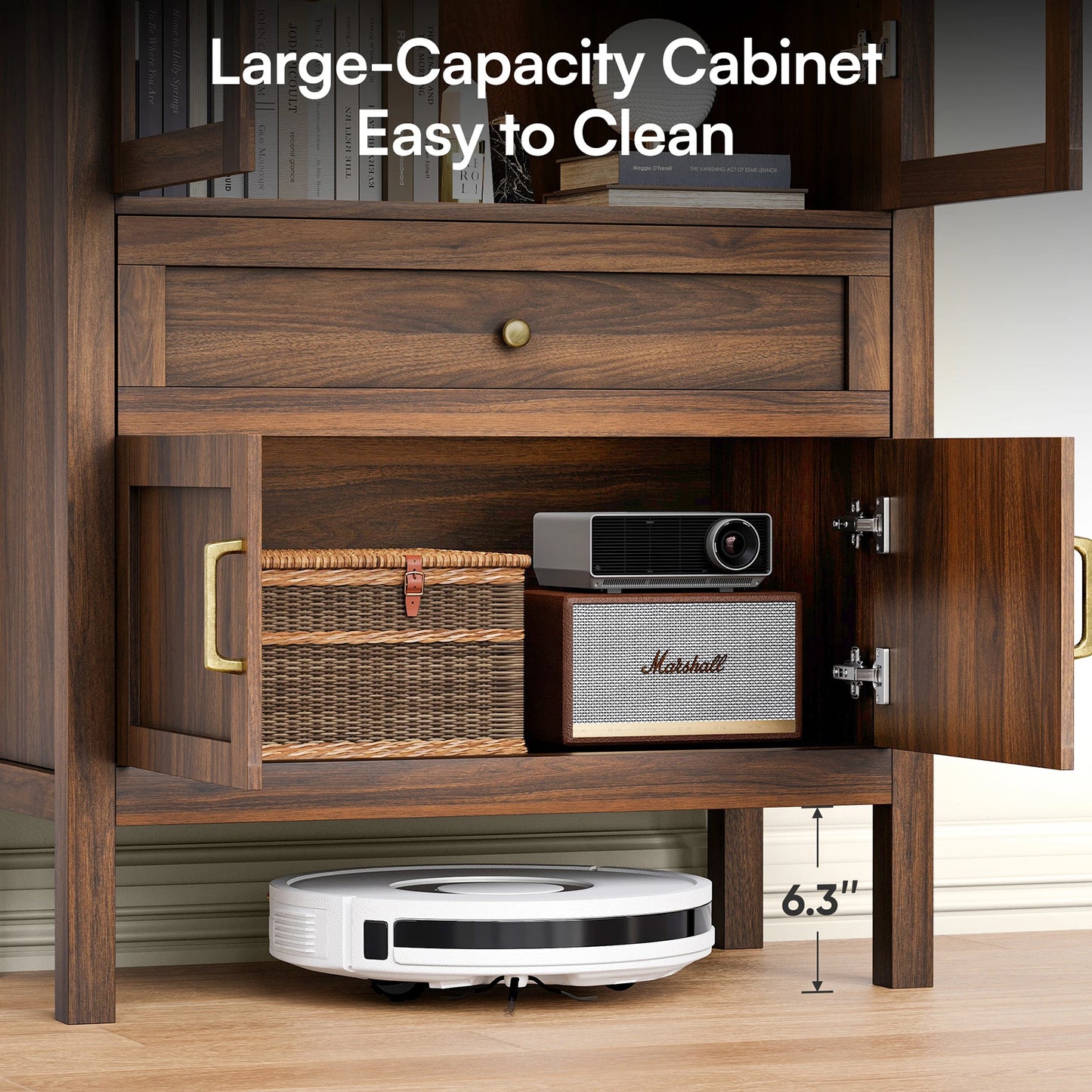 71 Inch Tall Full Wood Arched Storage Cabinet Adjustable Shelves Bookcase with Dimmable LED Lights for Living Room Bedroom