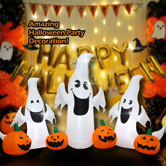 Halloween Inflatable Ghost Pumpkin Black Cat Spider Decoration with LED Lights for Home Yard Lawn Indoor and Outdoor Decoration