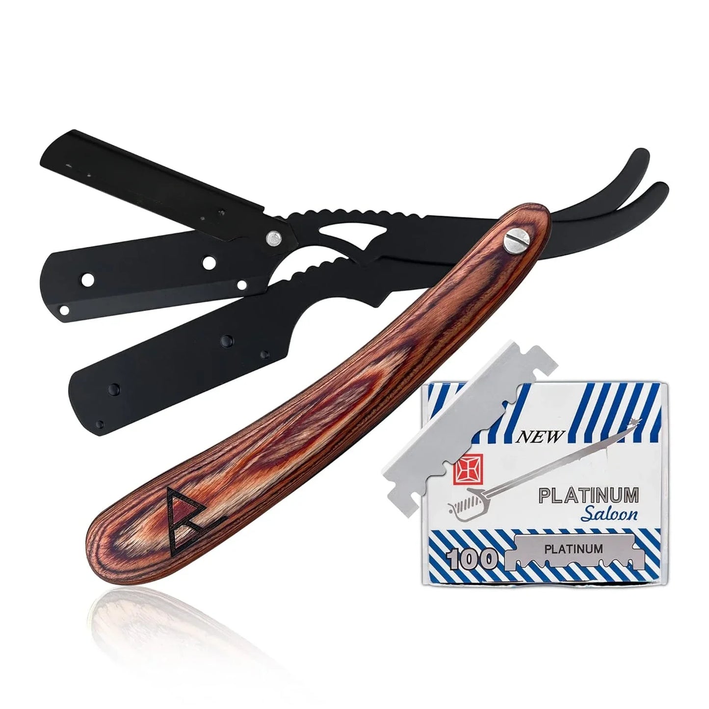 Straight Razor for Men, Professional Barber Razor with 100 Single Edge Blades, Straight Edge Single Blade Razors for Men