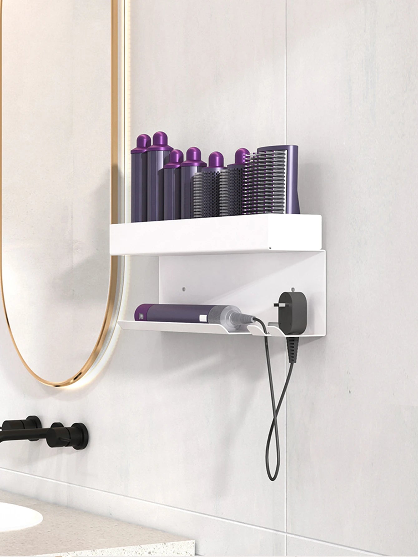 Bathroom hair dryer stand, hair straightener, styling tool holder - suitable for bathrooms, bedrooms, and hair salons