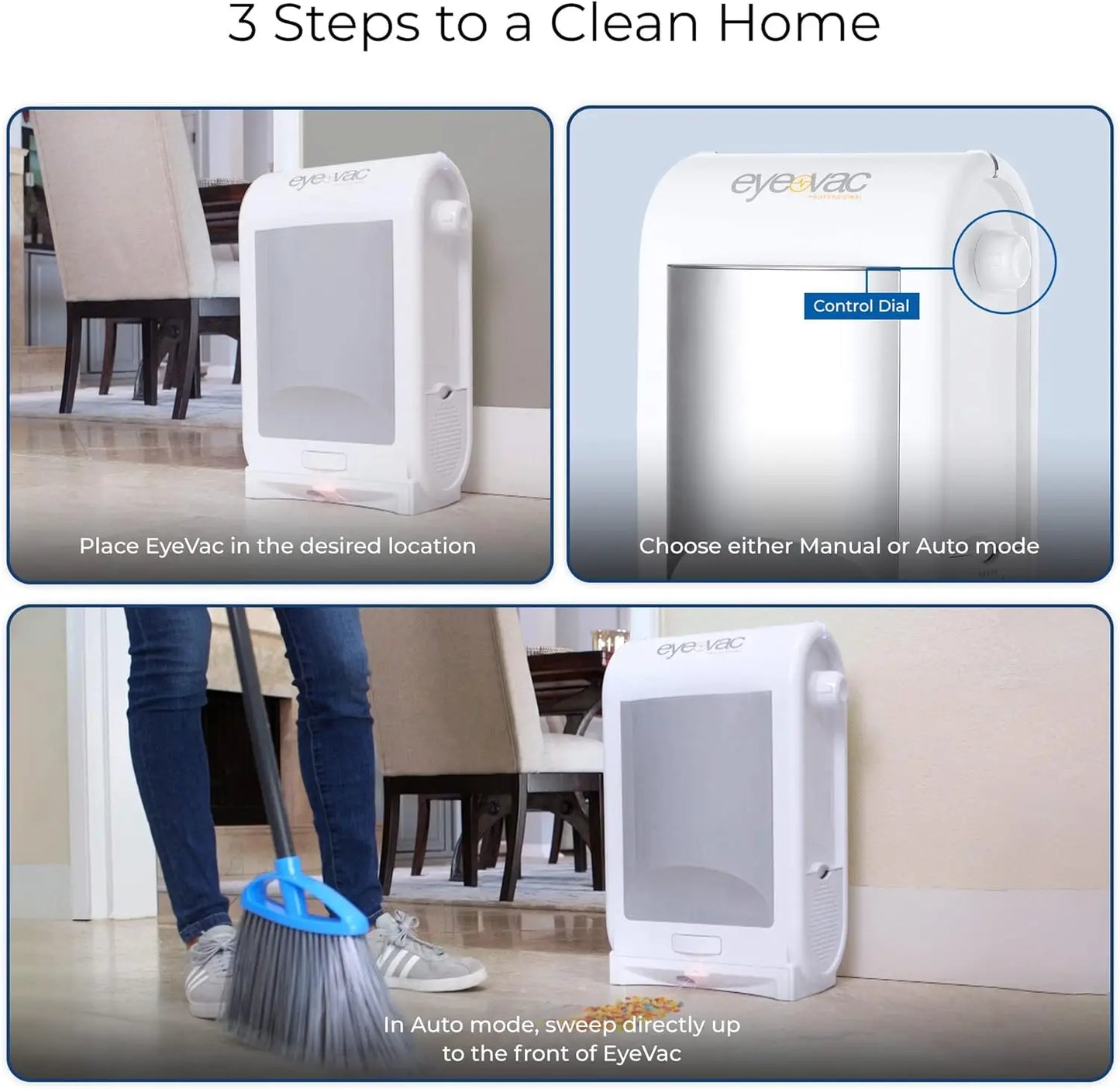 EyeVac Pro Touchless Vacuum Automatic Dustpan - Fast & Powerful Cleaning for Salon Pet Hair and Kitchen Dirt