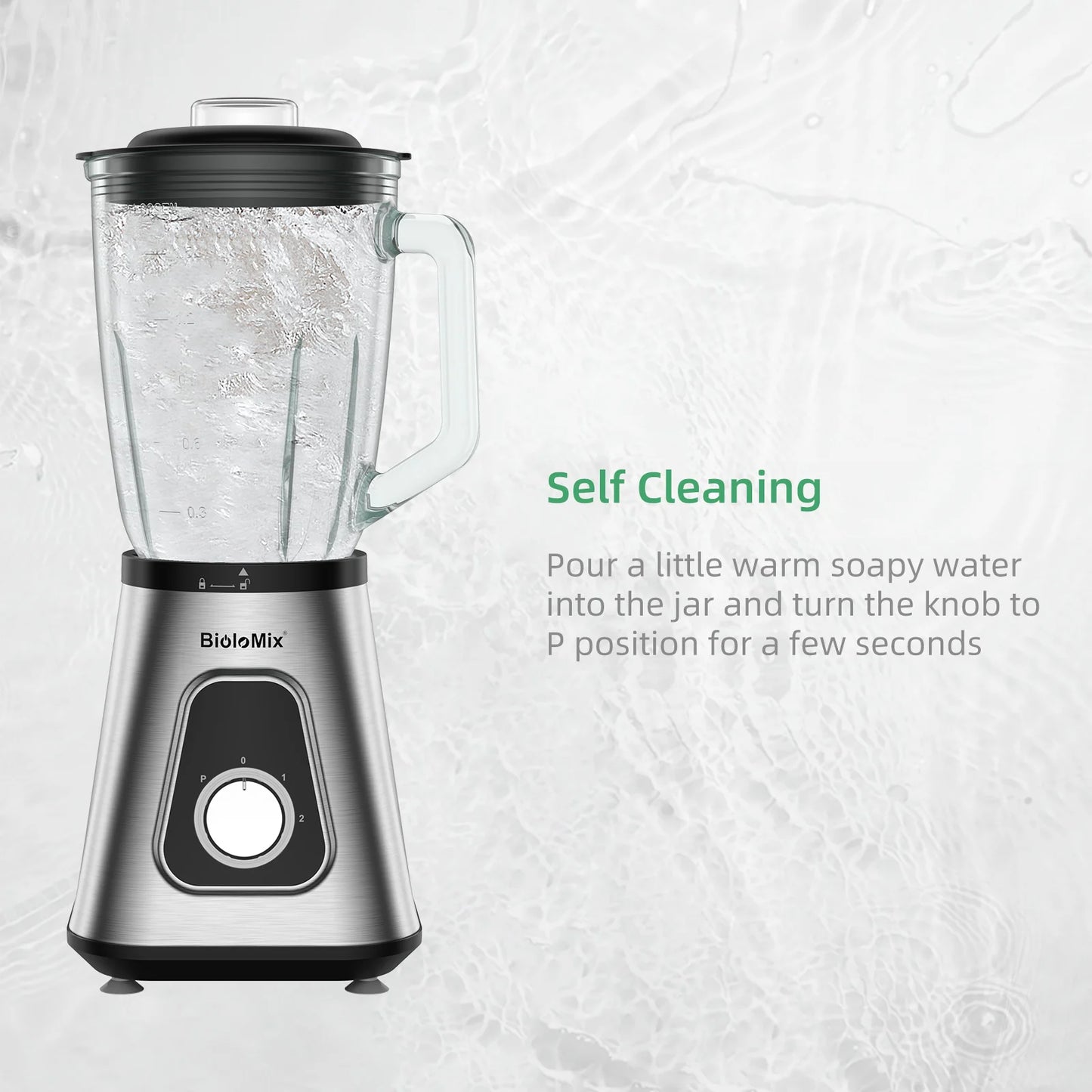 BioloMix 1300W Smoothie Blender with 1.5L Glass Jar, Personal Blenders Combo for Frozen Fruit Drinks,  Sauces