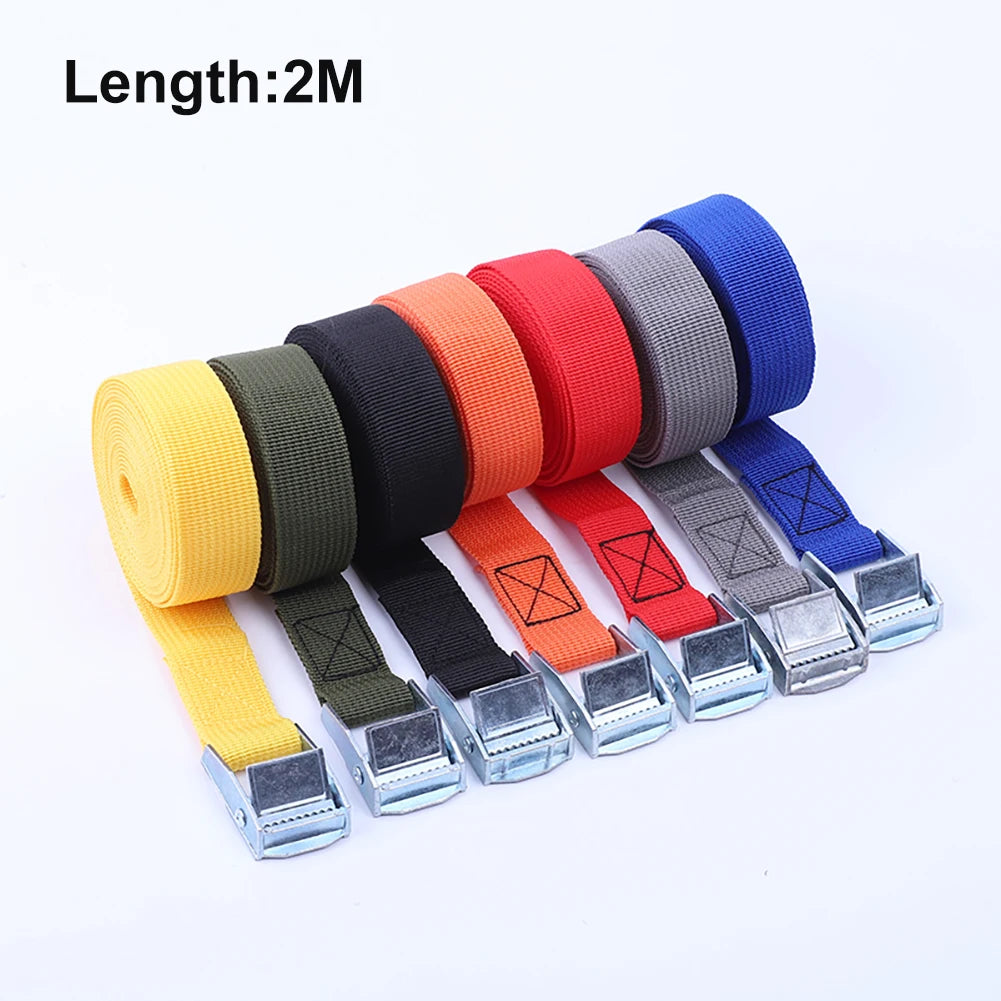 2M Buckle Tie-Down Belt Cargo Straps With Metal Buckle Tow Rope Strong Ratchet Belt For Luggage Bag Motorcycle Car Accessories