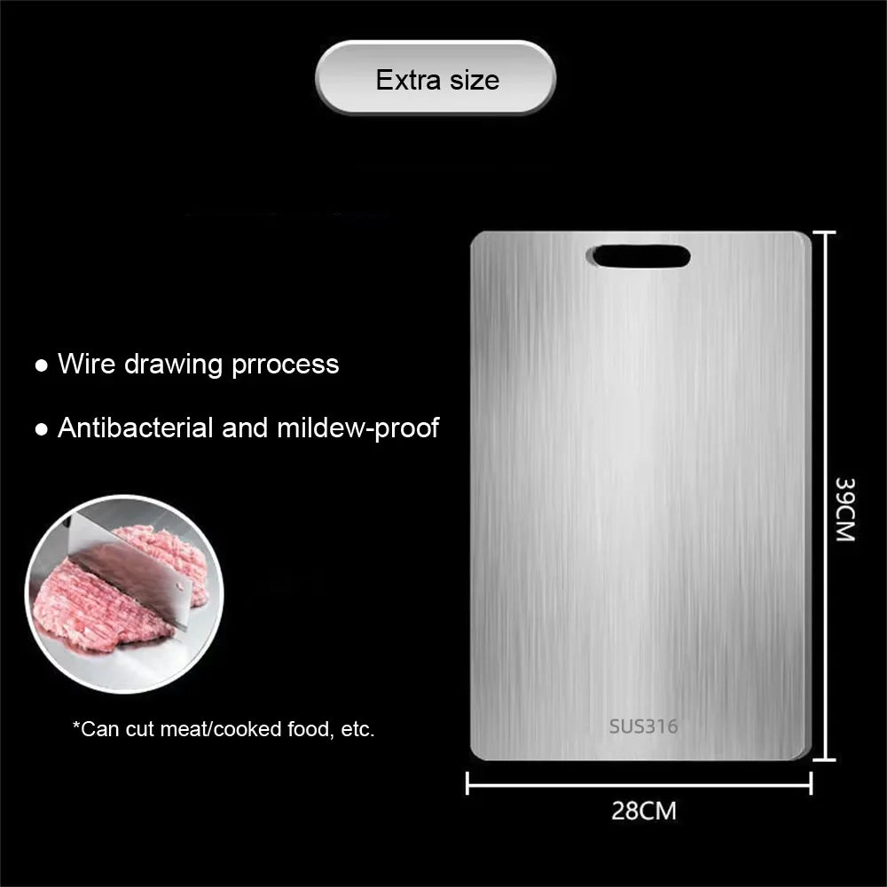 316 Stainless Steel Panel and Chopping Board Kitchen Household Thickened Double Sided Cutting Board Block Kneading Dough Board