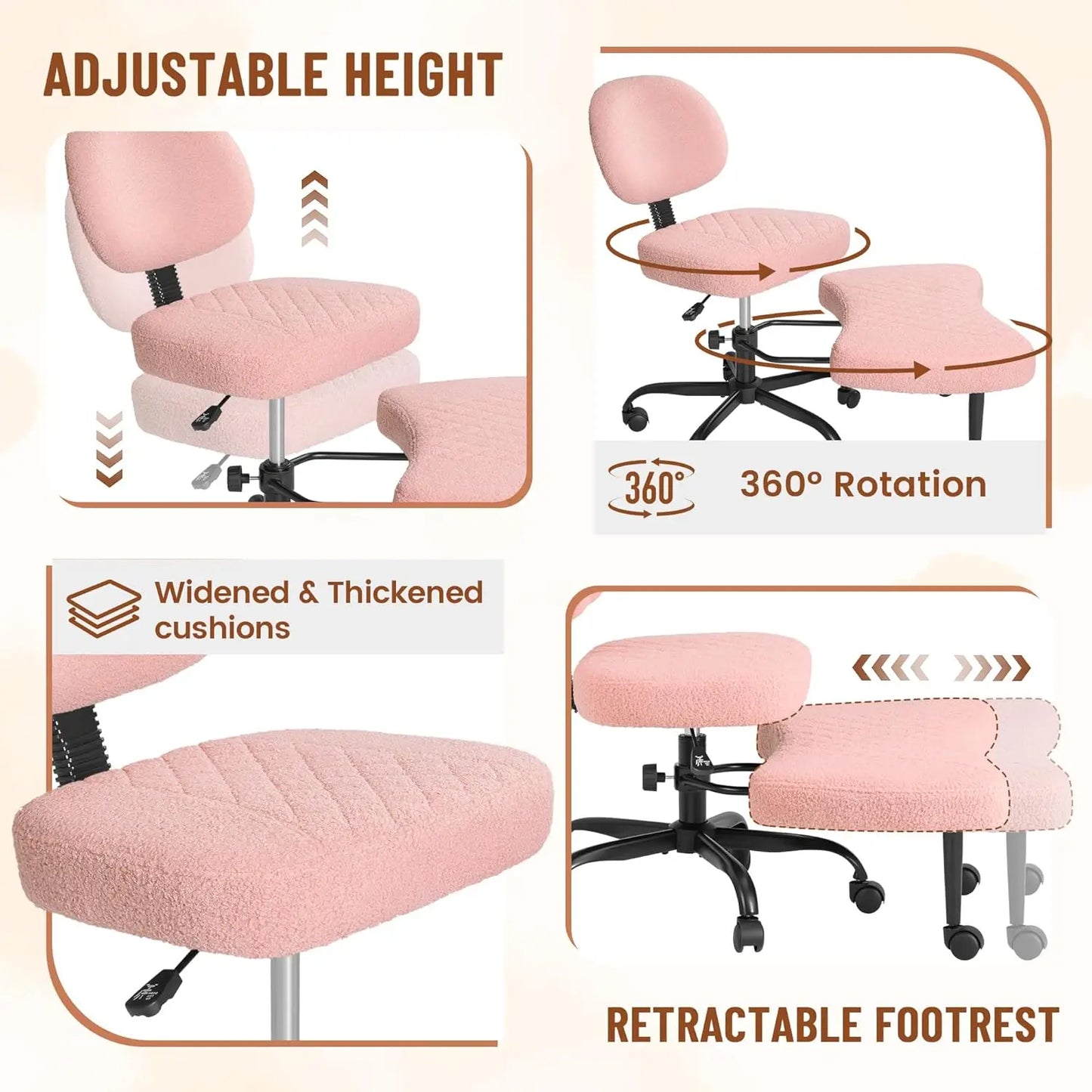 Ergonomic Cross Legged Chair With Wheels And Adjustable Height