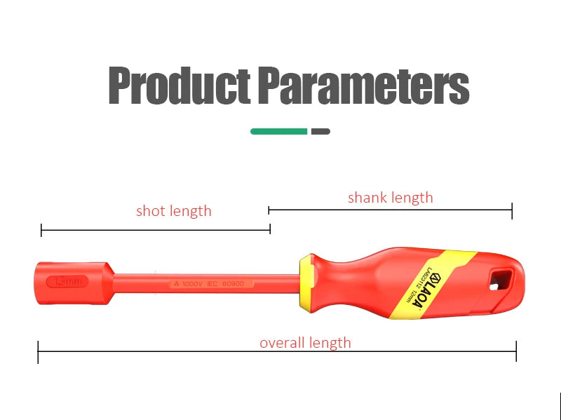 LAOA Insulated Socket Screwdriver Multifunctional Hexagonal Socket Wrench Driver Electrician Specific Withstand 1000V