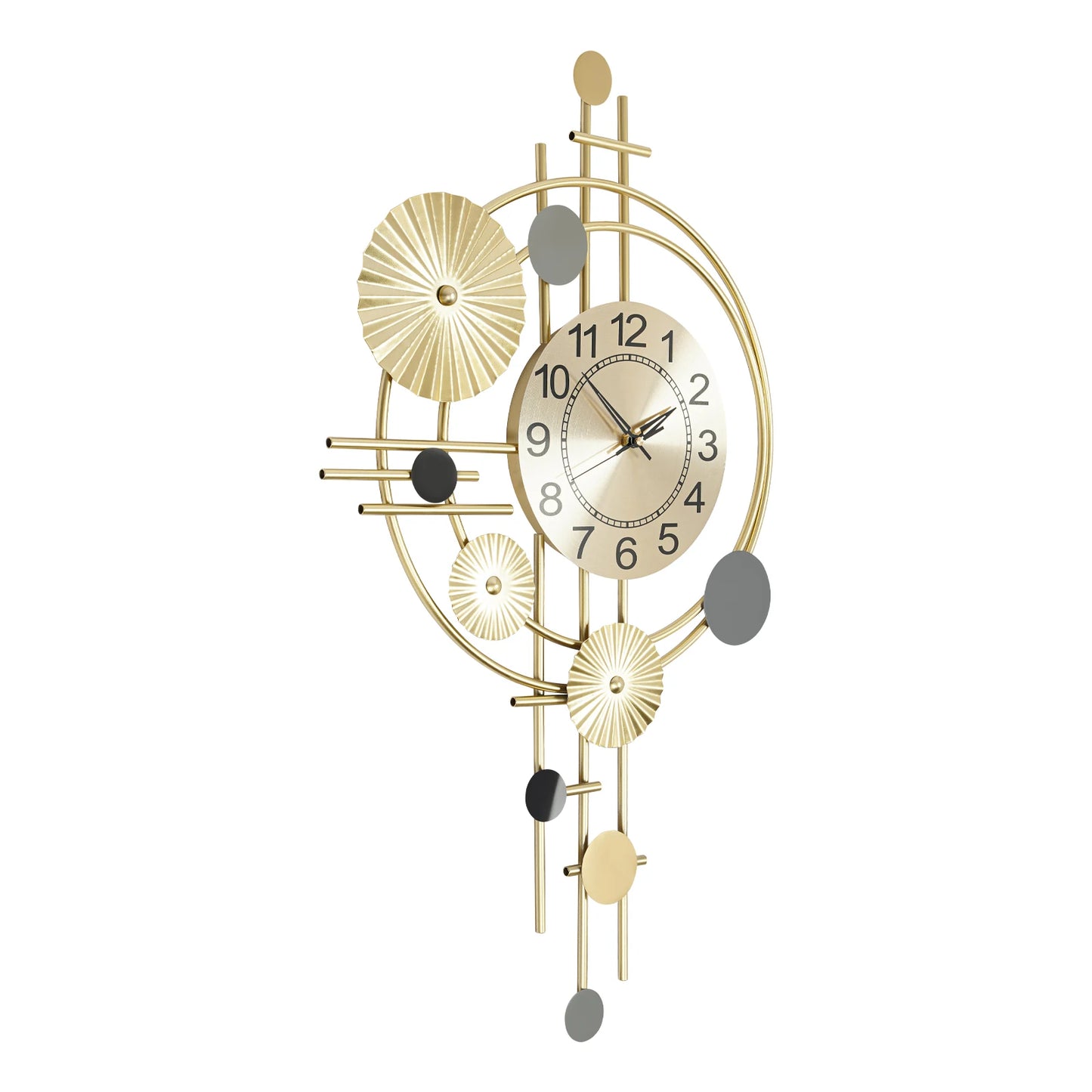 45x78cm Decorative Art Wall Clock Silent Non Ticking for Living Room Bedroom Kitchen Office Indoor Decor Modern Gold