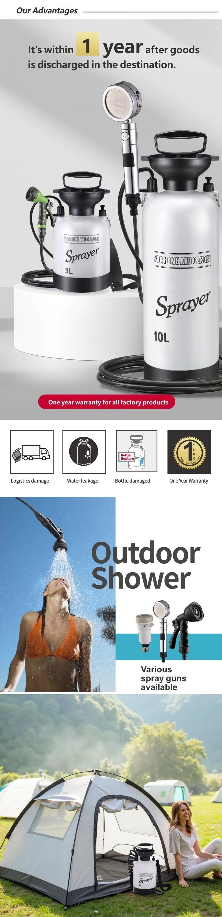 Outdoor Camping Portable Shower - Surf Rinse Kit - Beach Shower Pump - Manual Air