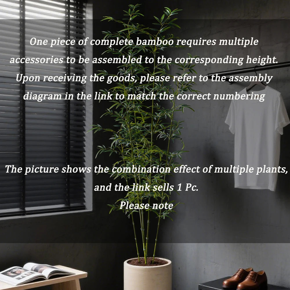160-270cm Large Artificial Bamboo Tree Fake Palm Plant Faux Fern Bamboo Plants Plastic Bambusa Trees Leaf For Home Garden Decor