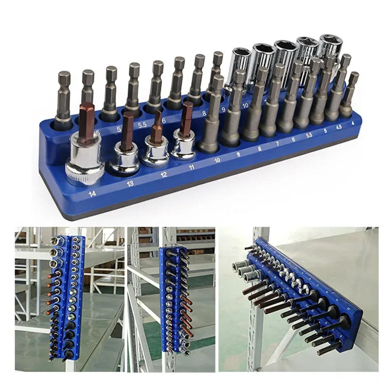 Magnetic Socket Organizer Kit For Tools Storage And Display
