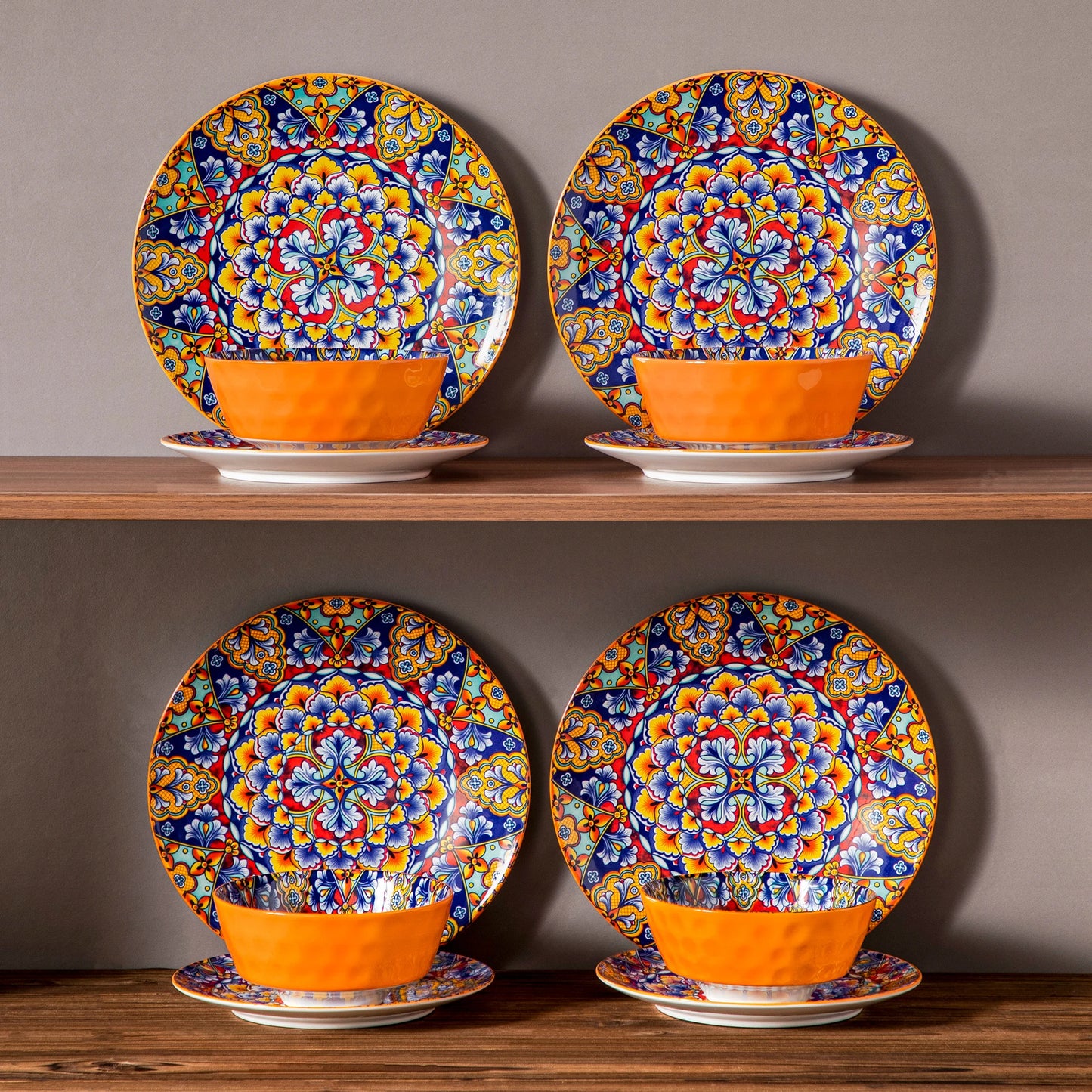 vancasso 12/24 Piece New Bohemian Ceramic Dinnerware Plates Porcelain Plates Dinner Set with 4pcs Dinner Plate/Dessert/Bowl