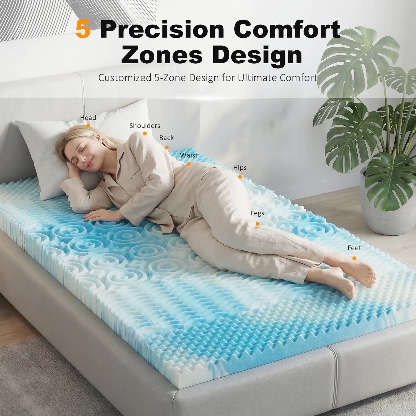 Premium Gel Infused Memory Foam Cooling Mattress Topper