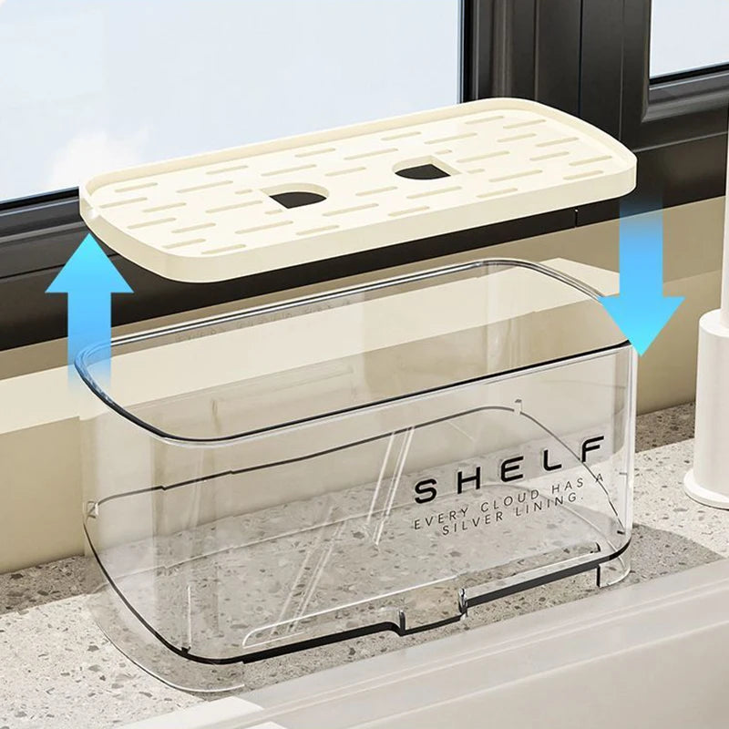 Kitchen Sponge Holder Sink Drain Rack Soap Drainer Sink Cleaning Tools Storage Rack Shelf Organizer bathroom Storage Accessories