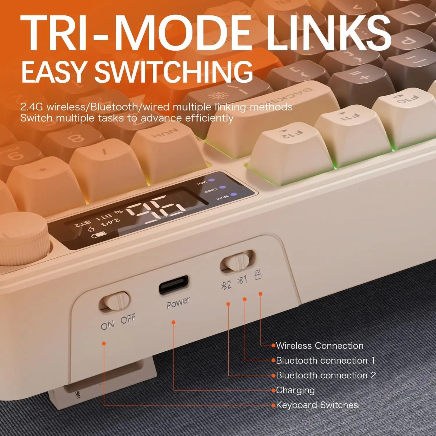ZIYOU LANG Wireless Gaming Keyboard With Display And Knob