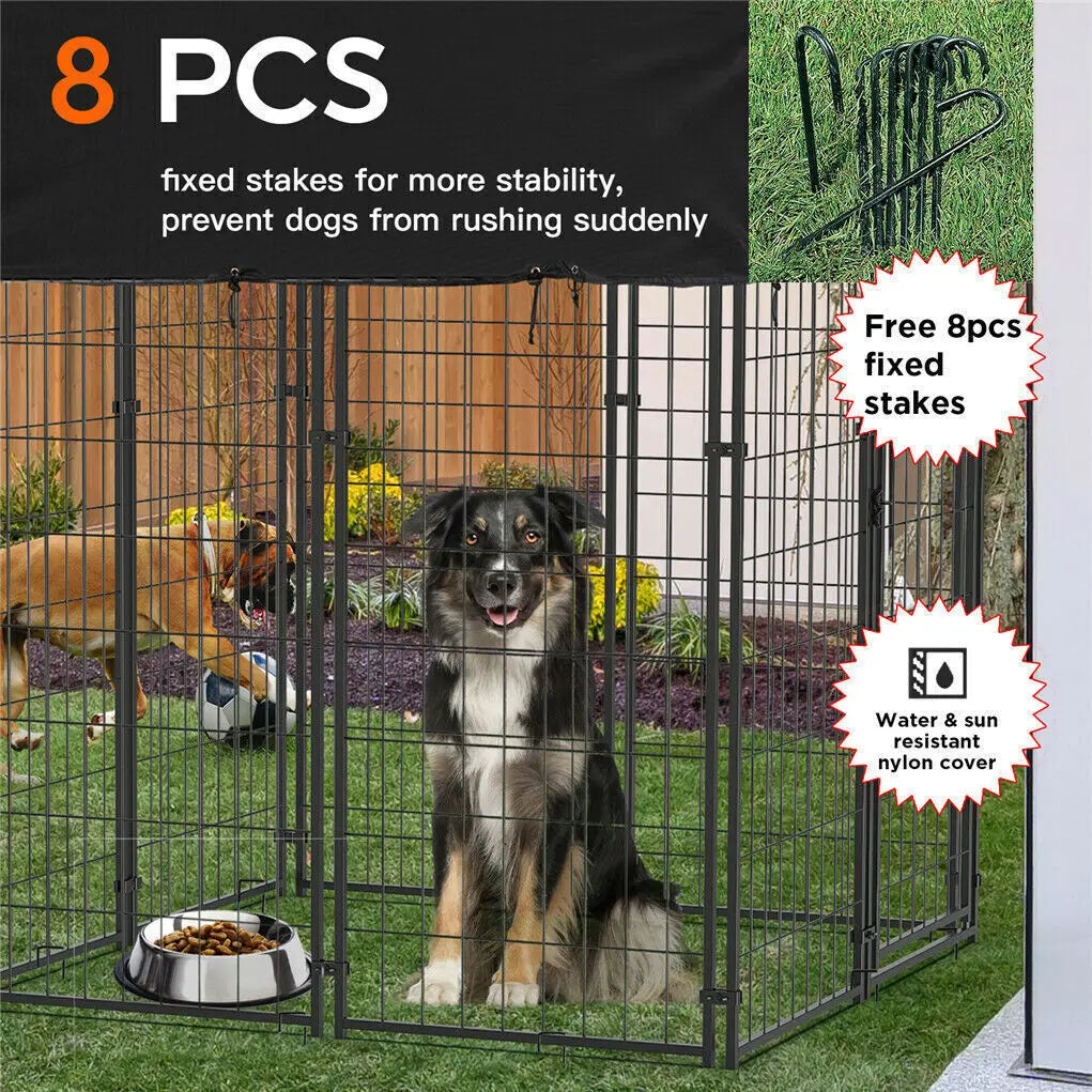 Outdoor Dog Playpen With Roof High Fence Enclosure System