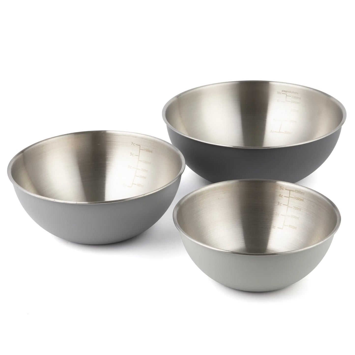Stainless Steel Mixing Bowls Set of Three Durable Kitchen Essentials for Baking and Food Prep