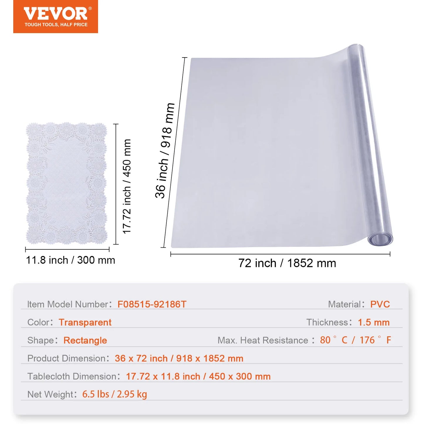 Clear Waterproof Pvc Tablecloth Protective Dining Cover