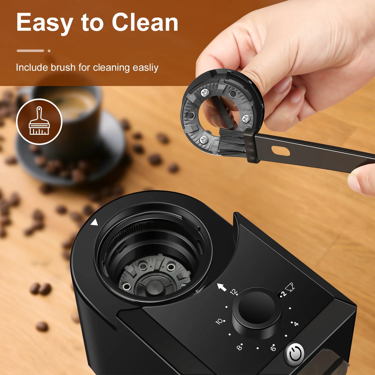 Automatic Burr Mill Coffee Grinder Electric Coffee Bean Grinding With 28 Adjustable Gears