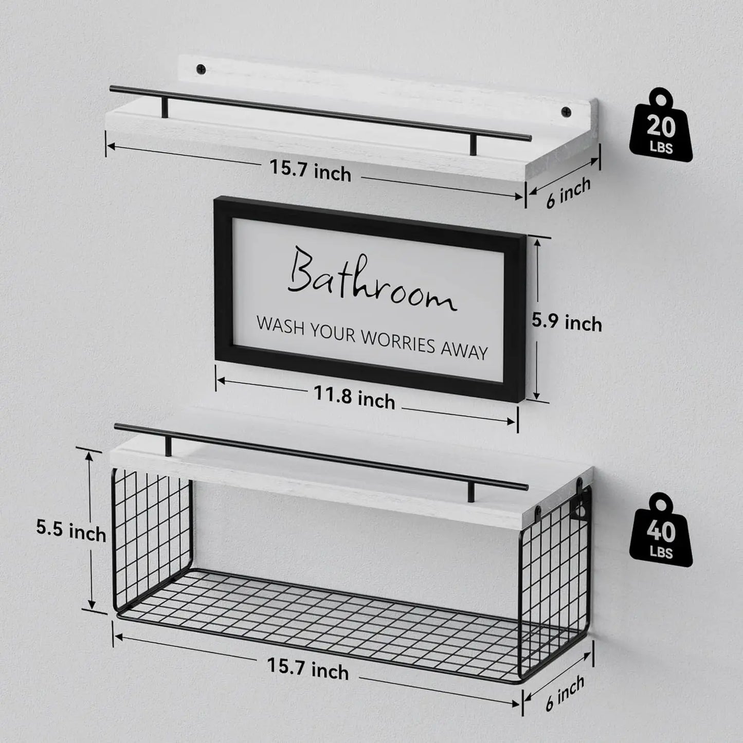 Floating Shelves for Bathroom Wall Decor and Storage Solution