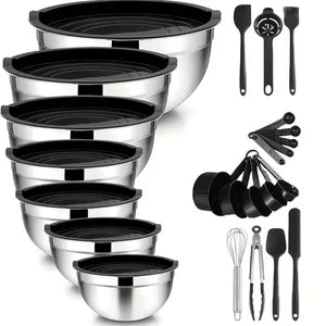 7PC Food Grade Stainless Steel Mixing Bowls Set,Kitchen Bowl, Salad Bowl, Metal Mixing Bowl,Nesting Stackable Deep Basin with Sealed Lid,BPA Free Dishwasher Safe for Cooking Prep,Fruit Washing, Marinating, Salad Making,Food S