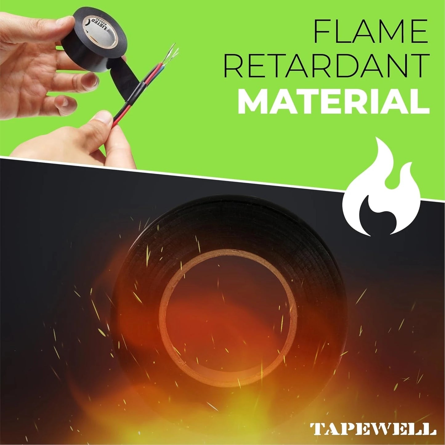 Black Electrical Tape PVC Adhesive Waterproof Tape- Professional Grade - 3/4 inch x 15ft - Vinyl Electrical Insulating Tape