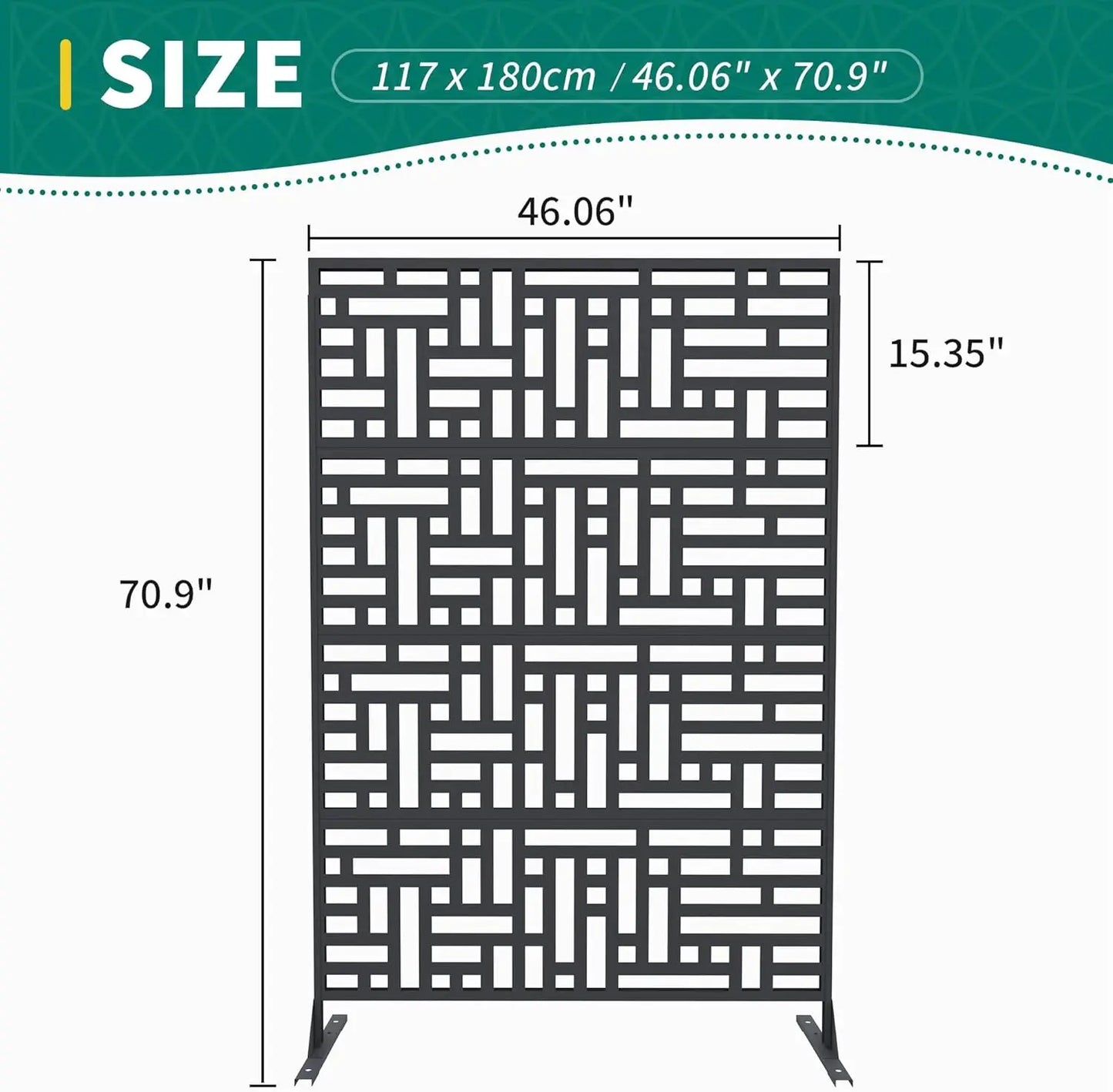 Decorative Wrought Privacy Screen – Easy Snap-Together Room Divider for Indoor/Outdoor Use, Breathable Wind-Resistant Partition