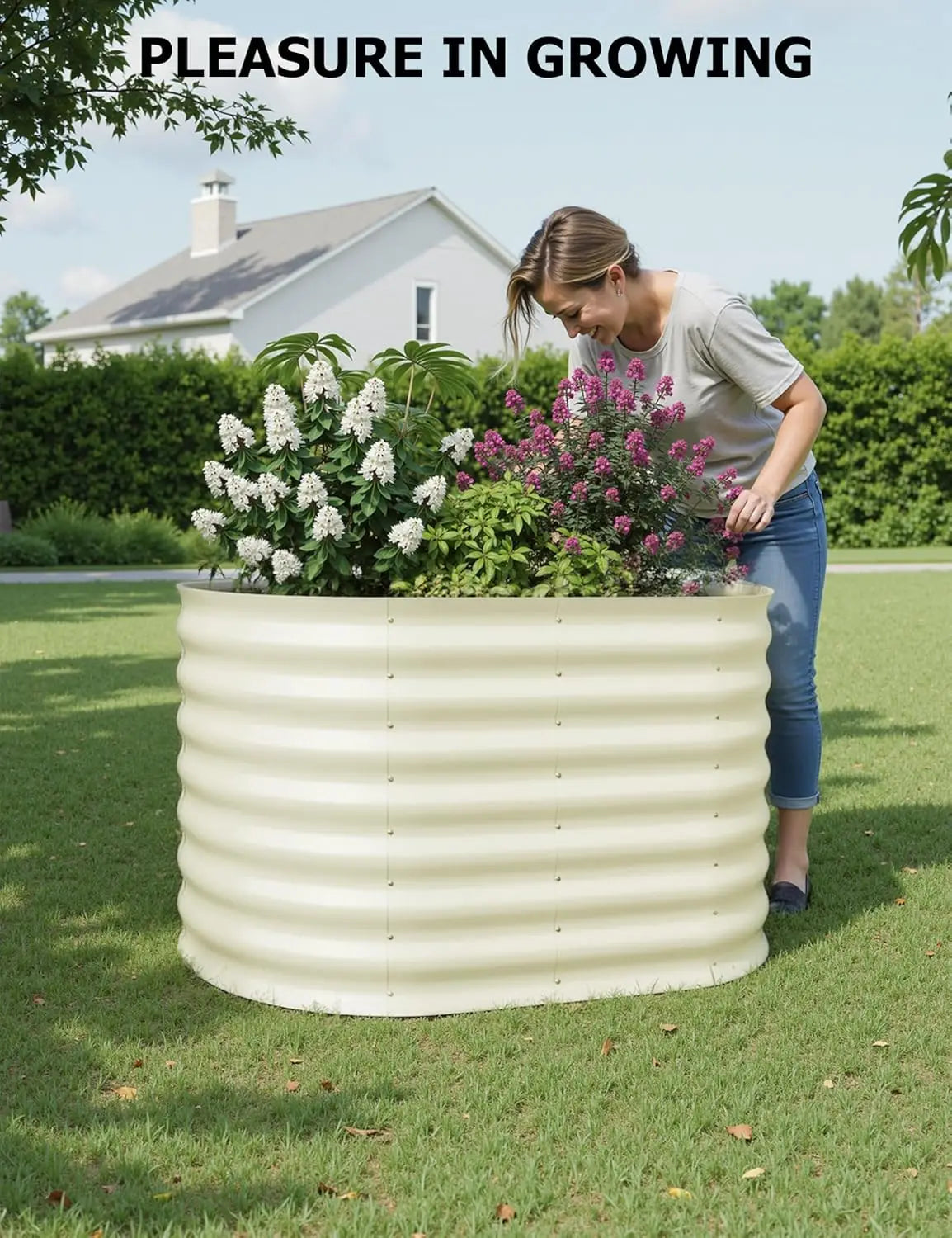 Galvanized Raised Garden Bed Kits Outdoor Metal Grow Garden Planter Box with Open Bottom for Planting Vegetables,Flower,Herb