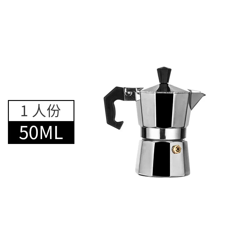 Retro Italian Moka Pot Coffee Maker Stainless Steel Portable