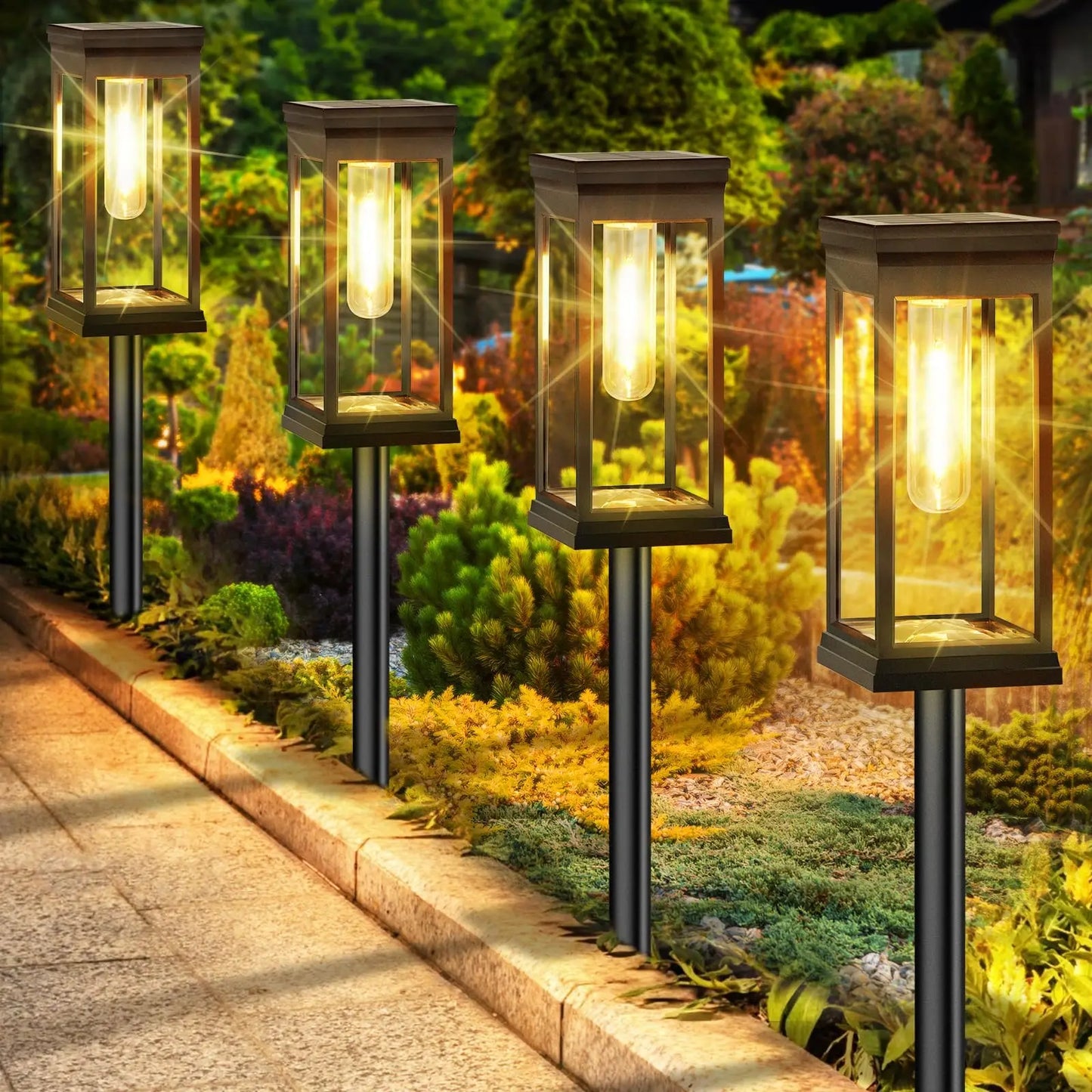 Solar Led Pathway Lights Automatic Waterproof Garden Decor