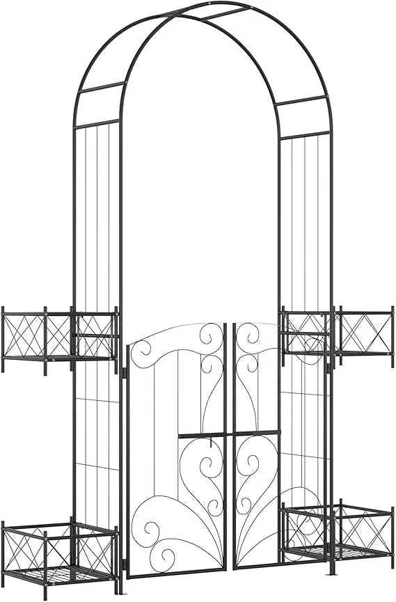 7-foot Garden Arch Gazebo, Metal Arched Pergola with Door, Garden Arch, Wedding Ceremony Decoration, Customizable