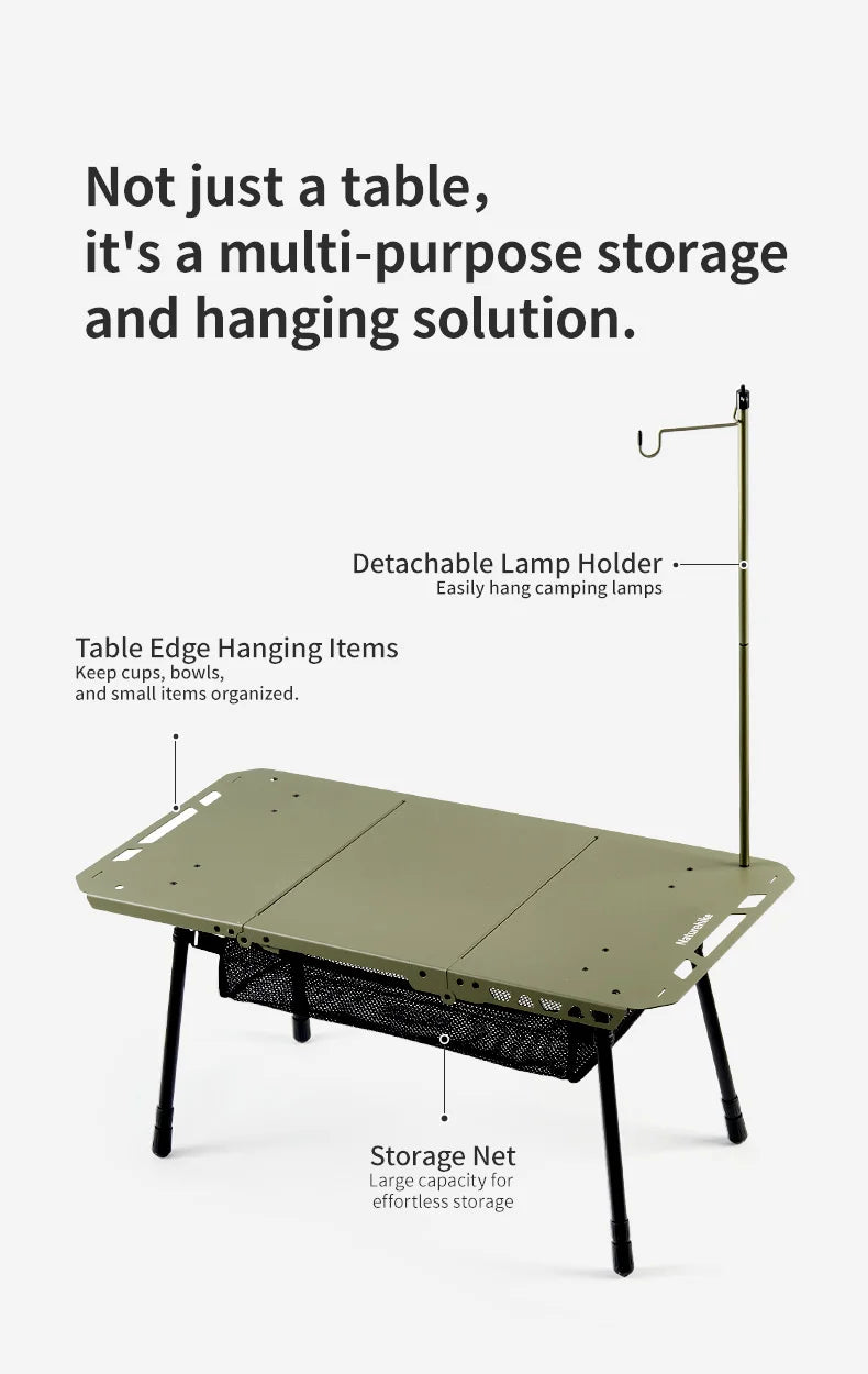 Naturehike H02 IGT Table Camping Multifunctional Tactical Table Height Adjustable Desk Kitchen Folding Table BBQ Picnic