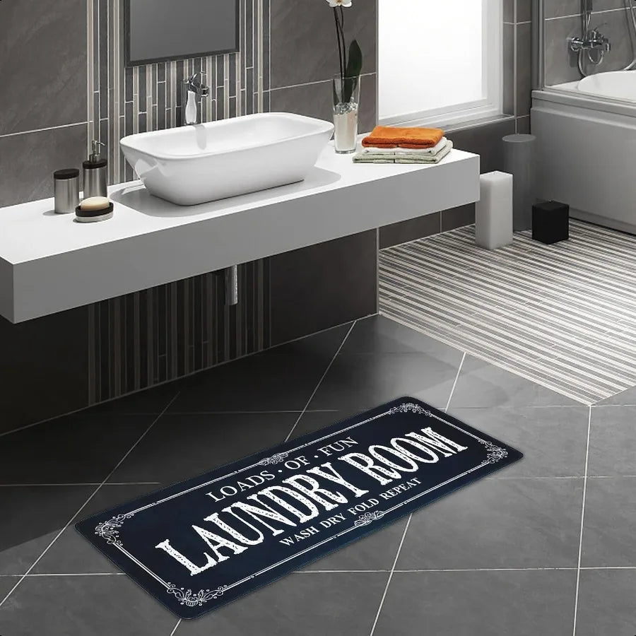 Non Slip Laundry Runner Rug Farmhouse Kitchen Floor Mat for Mudroom Bathroom Black 20 x 47 Inches