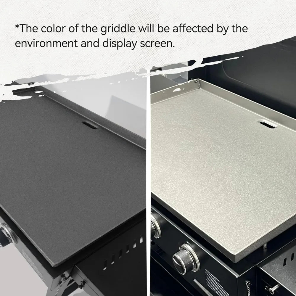 3 Burner Propane Gas Griddle with Foldable Side Tables 28 Inch Flat Top Grill with 492 Square Inch Cooking Area for Outdoor Grilling