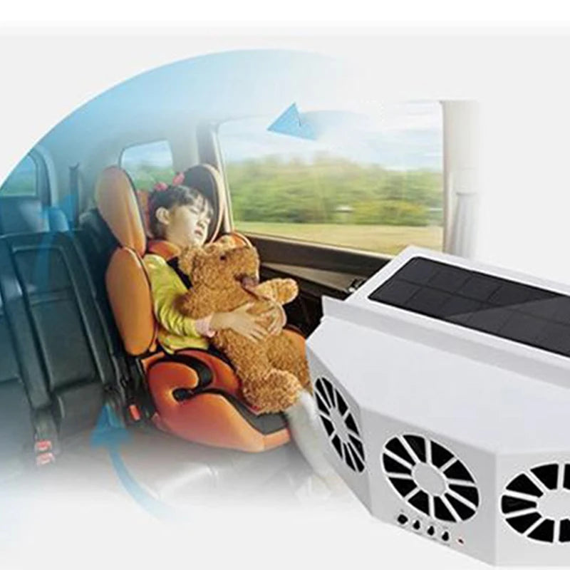 Summer solar-powered dual-fan car window windshield car ventilation outlet ventilation cooling air conditioning exhaust