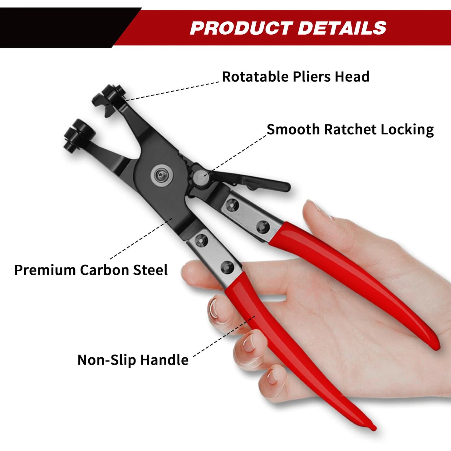 Hose Clamp Pliers Set Long Reach Swivel Jaw Flat Band Plier For Car Truck Fuel Oil Water Pipe Disassembly Auto Motorcycle Tool