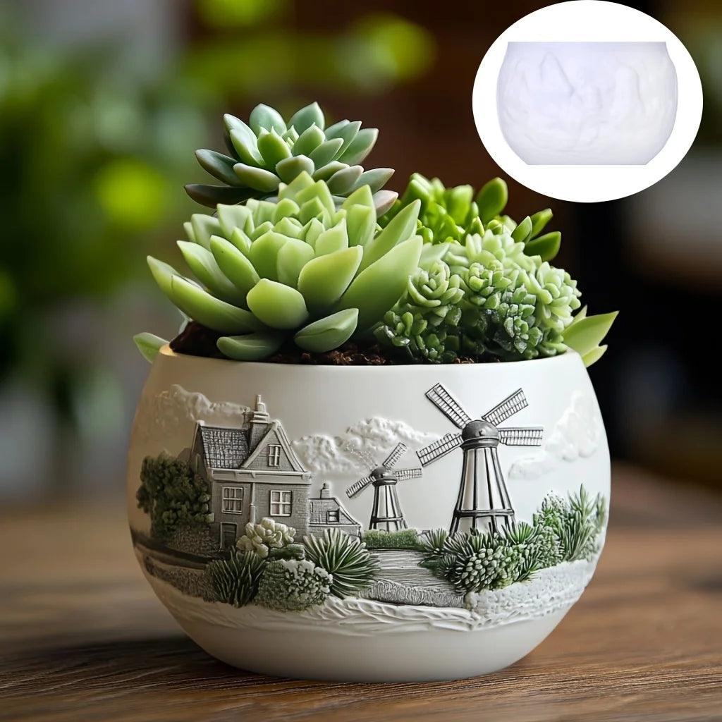 Mountain relief succulent plant flowerpot resin silicone mold mountain stream flowing water storage box candle cup gypsum molds
