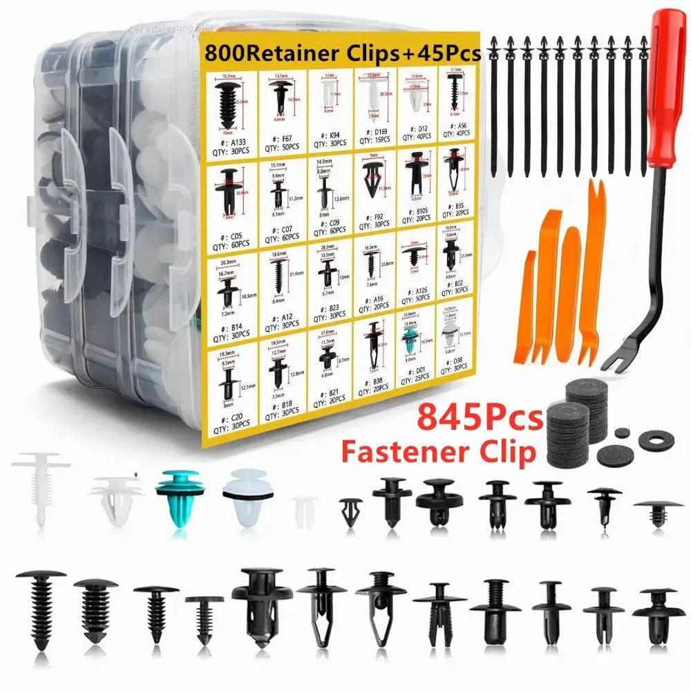 800Pcs-100pcs Car Plastic Retainer Clips Set Auto Fender Push Pin Rivet Door Trim Panel Retainer Car Bumper Fasteners Clips Tool