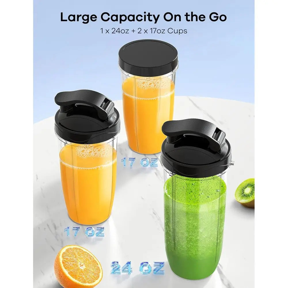 Blender or Smoothies, 14Pcs Personal Blender, Shake and Smoothies, Kitchen with 3 Portable Cups (1x24oz & 2X17oz), Single Serve