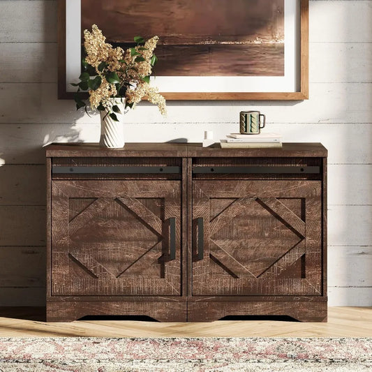 Farmhouse End Table Set of 2, Sofa Side Table with Drawer
