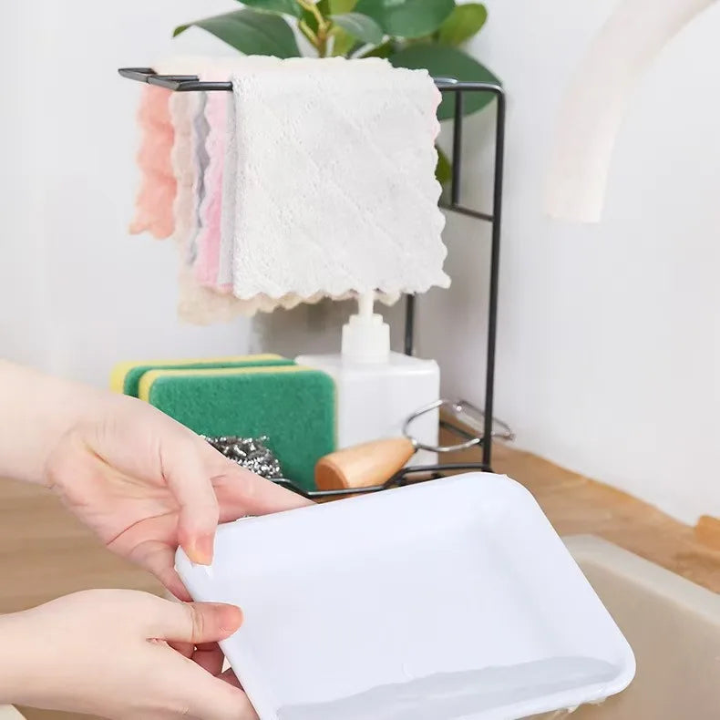 Punch Free Wall Mounted Kitchen Rack Towels And Rags