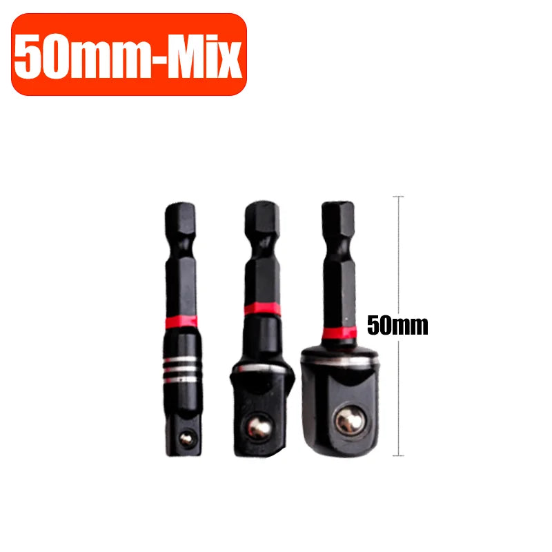 Impact Socket Adapter 1/4" 3/8" 1/2" Square Socket Driver Extension Bit Power Tools Hex Shank Impact Driver Socket Adapter