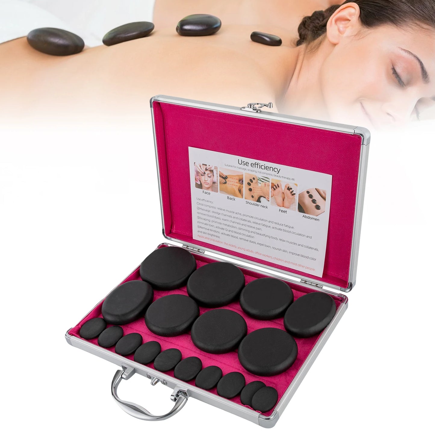 Hot Stones Massage Set with Heater Box for Relaxing Relief